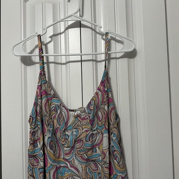 Roxy Daytrip Mini V Neck Slip Dress Swirly Daze Large Retro Swirl NEW - Picture 3 of 9